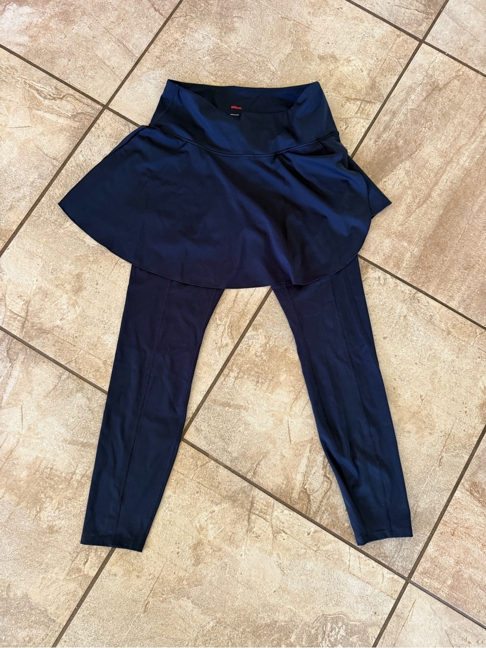 Wilson Doubles Tight tennis leggings w/ a skirt overlay in Navy Blue Sz Large